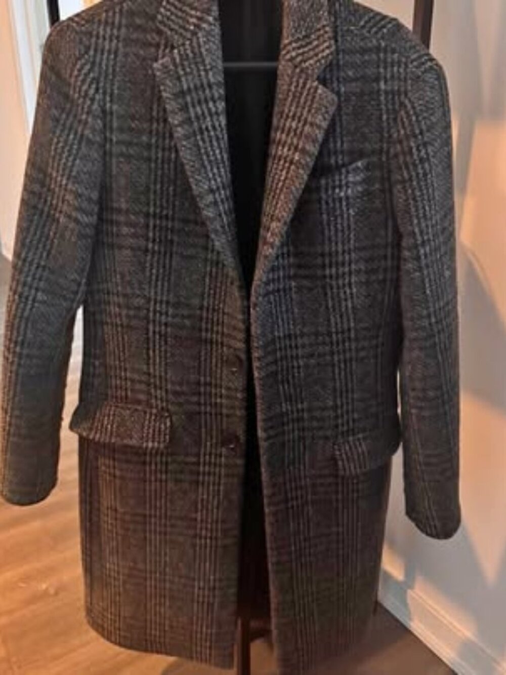 AllSaints Tailored Wool Coat – Dark Plaid